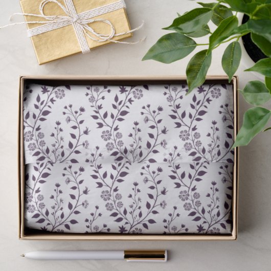 Moderne Boho-Blumenmuster Pflaume Weiß Seidenpapier (Geschenk)