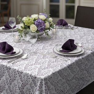 Moderne Boho-Blumenmuster Pflaume Weiß Tischdecke