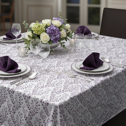Moderne Boho-Blumenmuster Pflaume Weiß Tischdecke
