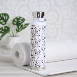 Moderne Boho-Blumenmuster Pflaume Weiß Trinkflasche