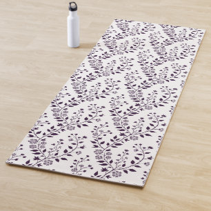 Moderne Boho-Blumenmuster Pflaume Weiß Yogamatte