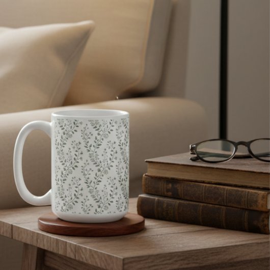 Moderne Boho-Blumenmuster Sage-Creme Kaffeetasse