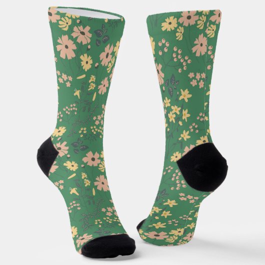 Moderne Boho-Blumenmuster Socken (Gewinkelt)