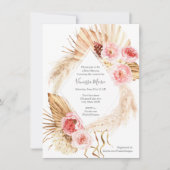 Moderne Boho Blumenpampelgras Babydusche Einladung (Vorderseite)