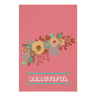 Moderne Boho Blumenrosa Poster
