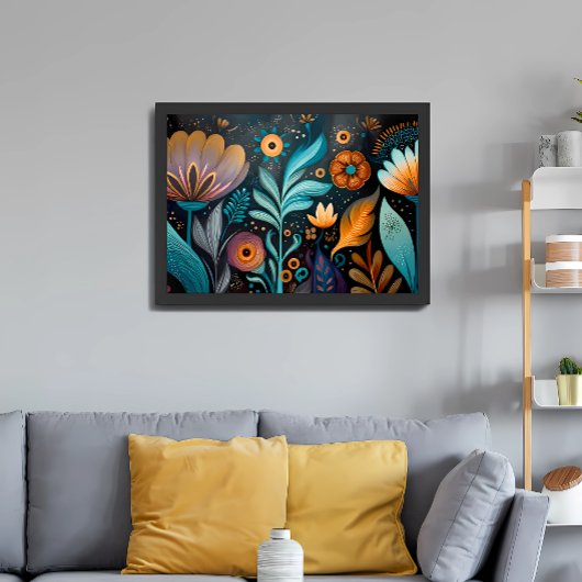 Moderne Boho-Blumentapete Poster