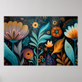 Moderne Boho-Blumentapete Poster (Vorne)