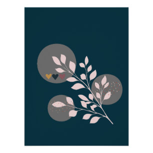 Moderne Boho Blumenuhr Poster