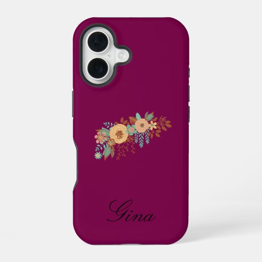 Moderne Boho Blumig iPhone 16 Hülle (Rückseite)