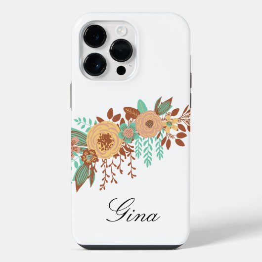 Moderne Boho Blumig iPhone Hülle (Rückseite)