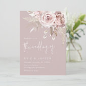 Moderne Boho Blush Wedding Einladung (Stehend Vorderseite)