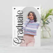 Moderne Boho-Bogen 2 Fotos Abschluss Einladung (Stehend Vorderseite)