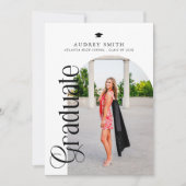 Moderne Boho-Bogen 4 Fotos Abschluss Einladung (Vorderseite)