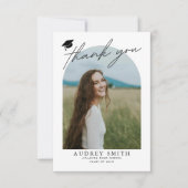 Moderne Boho-Bogen 4 Fotos Abschlussfeier Dankeskarte (Vorderseite)