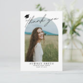 Moderne Boho-Bogen 4 Fotos Abschlussfeier Dankeskarte (Stehend Vorderseite)