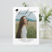 Moderne Boho-Bogen 4 Fotos Abschlussfeier Dankeskarte (Stehend Vorderseite)