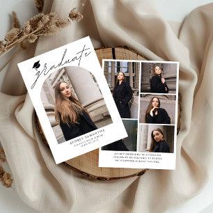 Moderne Boho-Bogen 6 Fotos Abschlussanzeige Einladung