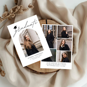 Moderne Boho-Bogen 6 Fotos Abschlussanzeige Einladung