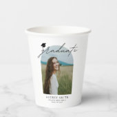 Moderne Boho-Bogen-Foto-Abschlussfeier-Papierbeche Pappbecher (Vorderseite)