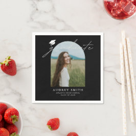 Moderne Boho-Bogen-Foto-Abschlussfeier Serviette