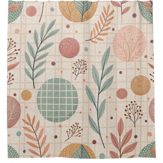 Moderne Boho-Botanik | Minimalistisch & Geometrisc Duschvorhang (Vorderseite)