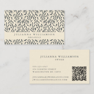 Moderne Boho-Botanik-Vintage Schwarz Weiß QR Visitenkarte