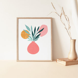 Moderne Boho-Botanische Topfpflanzen-Kunst Poster