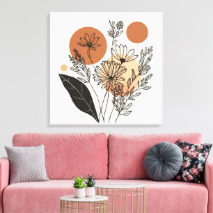 Moderne Boho Botanische Wildblumen Galerie-Leinwan Leinwanddruck