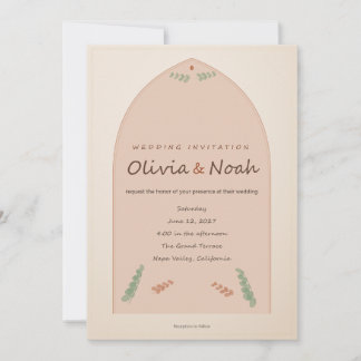 Moderne Boho-Brandorange-Floral-Hochzeitseinladung