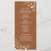 Moderne Boho-Braunorange Hochzeitsprogramm Programm (Rückseite)