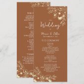 Moderne Boho-Braunorange Hochzeitsprogramm Programm (Vorne/Hinten)