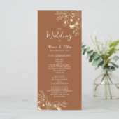Moderne Boho-Braunorange Hochzeitsprogramm Programm (Stehend Vorderseite)
