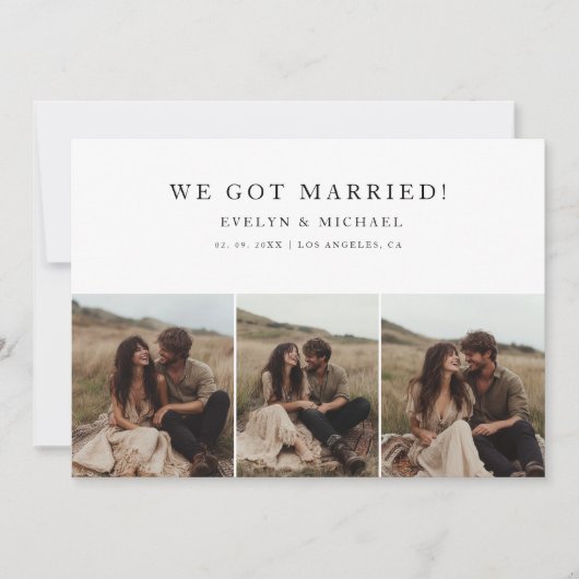 Moderne Boho Budget Wedding Wir haben Verheiratete Ankündigung (Vorderseite)