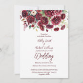 Moderne Boho Burgundy Formal Floral Wedding Einladung (Vorderseite)