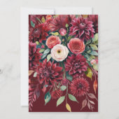 Moderne Boho Burgundy Formal Floral Wedding Einladung (Rückseite)