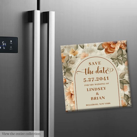 Moderne Boho Burnt Orange Beige Sage Save-the-Date Magnet