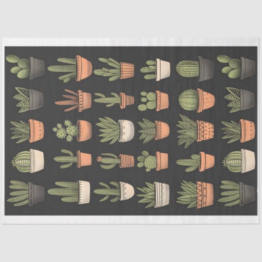 Moderne Boho Cactus Collection C9 Decoupage Seidenpapier (Vorderseite)