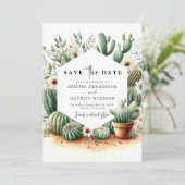 Moderne Boho Cactus Wedding Save The Date (Stehend Vorderseite)