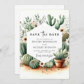 Moderne Boho Cactus Wedding Save The Date (Vorne/Hinten)