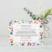 Moderne Boho Chic Blues Hochzeitsdetails Begleitkarte (Stehend Vorderseite)