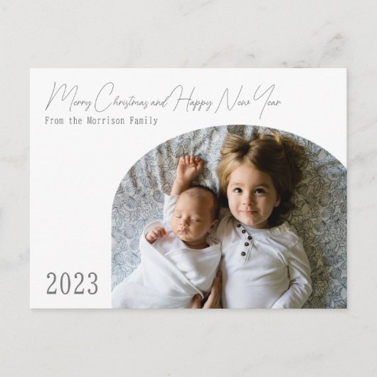 Moderne Boho-Chic-Bogen-Weihnachtskarte Feiertagspostkarte (Vorderseite)