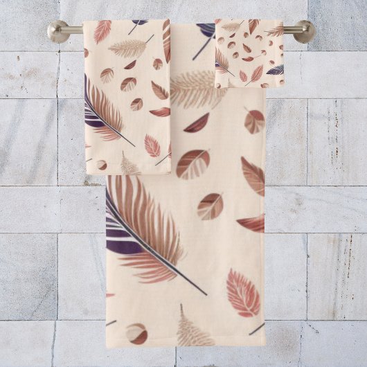 Moderne Boho-Chic-Feder-Muster Badhandtuch Set