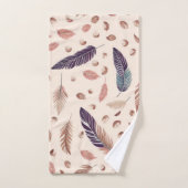 Moderne Boho-Chic-Feder-Muster Badhandtuch Set (Handtuch)