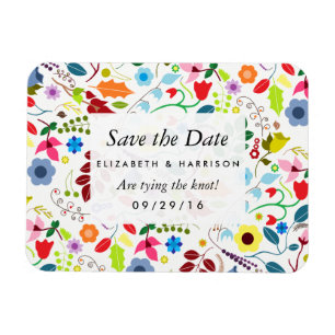 Moderne Boho-Chic-Floral-Hochzeit Rettet das Datum Magnet
