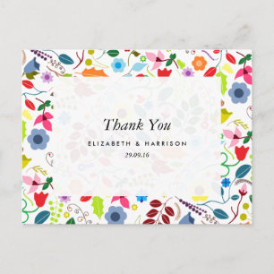 Moderne Boho-Chic-Floral-Hochzeits-Dankeschön Postkarte