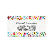 Moderne Boho Chic Floral Wedding Adressaufkleber (Vorne)