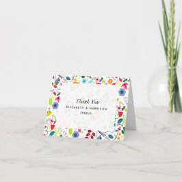 Moderne Boho Chic Floral Wedding Vielen Dank Dankeskarte