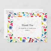 Moderne Boho Chic Floral Wedding Vielen Dank Postkarte (Vorne/Hinten)