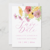 Moderne Boho-Chic Florale Rosa Hochzeit Save The Date (Vorderseite)