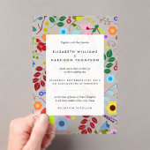 Moderne Boho-Chic-Hochzeit mit Blumen Acryleinladungen (Insitu (Handheld))